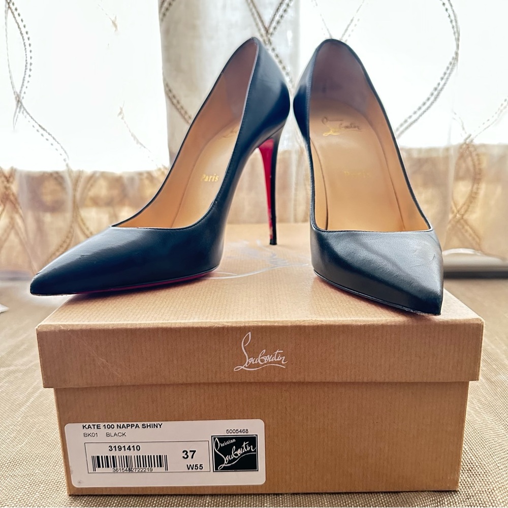 CHRISTIAN LOUBOUTIN Kate 100 Black Nappa Heels - Picture 8 of 12